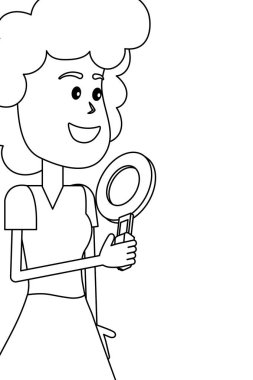 Büyüteç camı siyah ve beyaz olan kadın