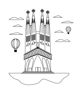Line sagrada familia Kulesi ve Hava balonlar