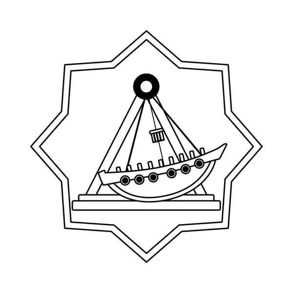 Línea de paseo en barco mecánico juego dentro de estrella — Archivo Imágenes Vectoriales