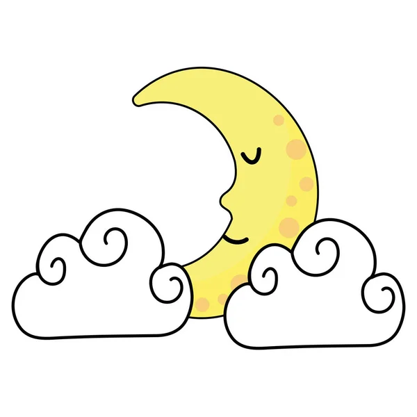 可爱的月亮卡通 — 图库矢量图片