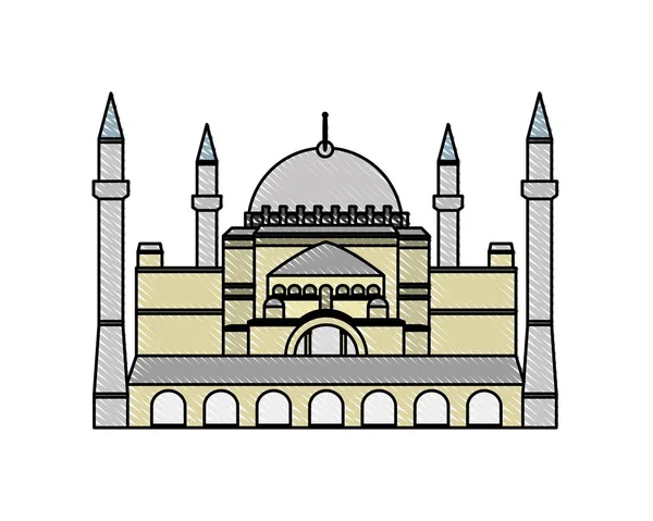 Doodle středověké taj mahal v Indii architektura — Stockový vektor