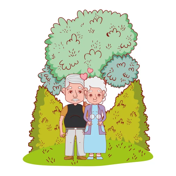 Lindo abuelos pareja dibujos animados — Archivo Imágenes Vectoriales