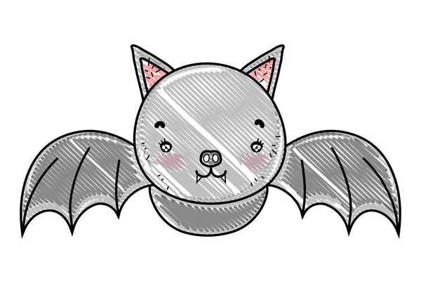 Ralado bonito morcego selvagem animal voando — Vetor de Stock