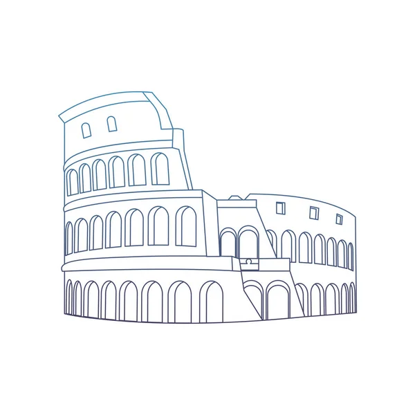 Heruntergekommene Linie mittelalterliches Kolosseum Rom Architektur-Design — Stockvektor