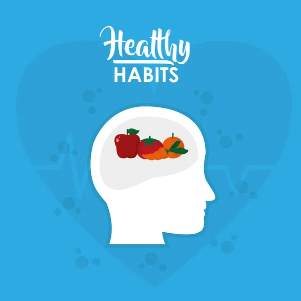 Healthy habits lifestyle concept — Stock Vector