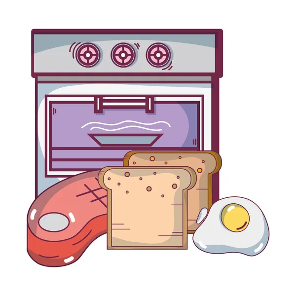 Comida de desayuno dibujos animados — Vector de stock