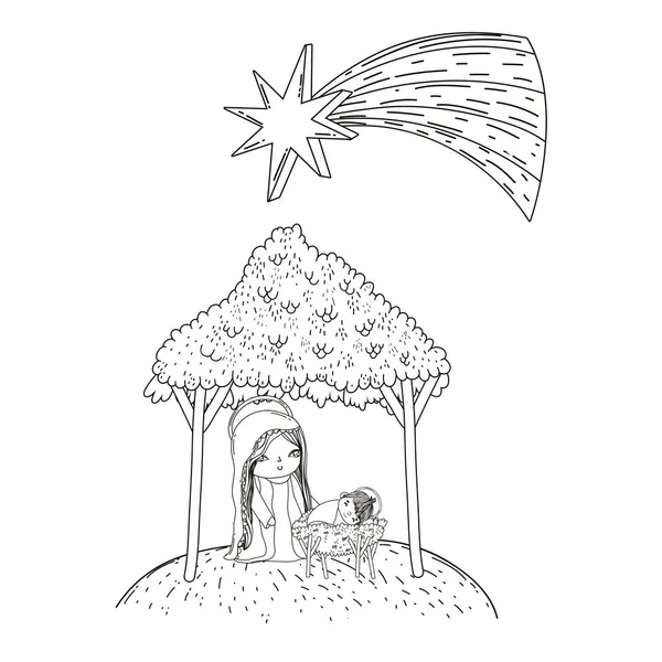 Karácsonyi Betlehem jelenetet rajzfilm — Stock Vector