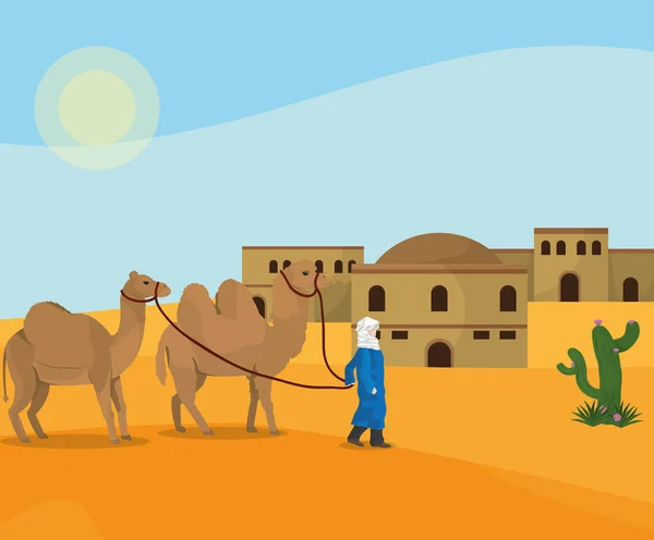 Ville désertique arabe — Image vectorielle