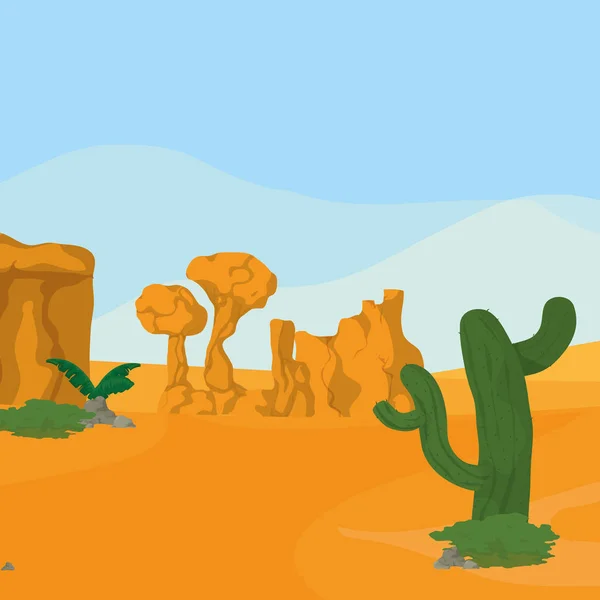 Desert paysage dessin animé — Image vectorielle