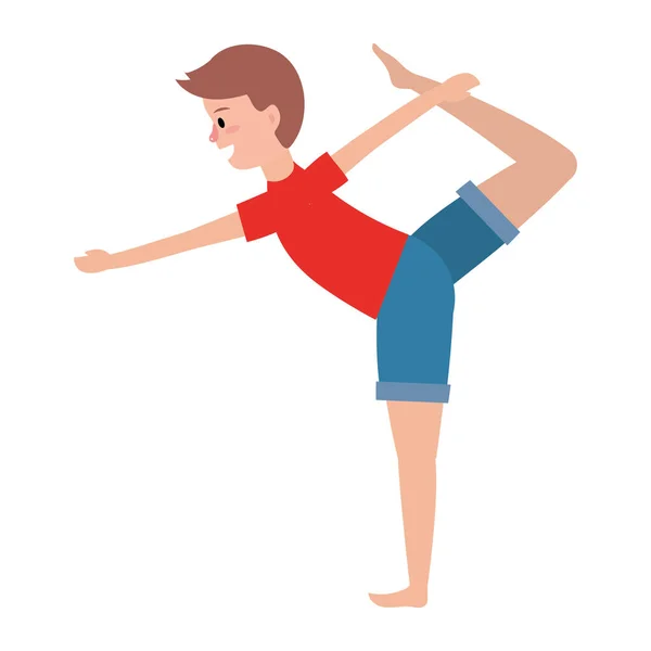 Hombre en forma practicando yoga — Vector de stock