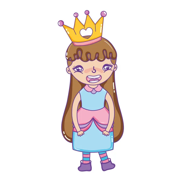 Fille reine avec robe et couronne accessoire — Image vectorielle