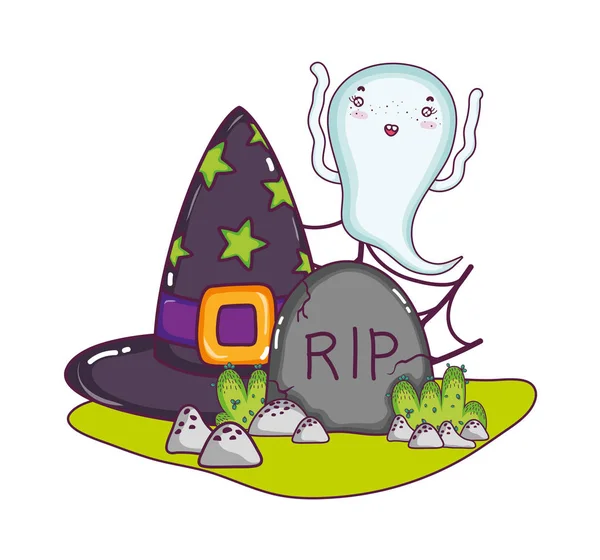 A Ghost és a kalap rip kő — Stock Vector