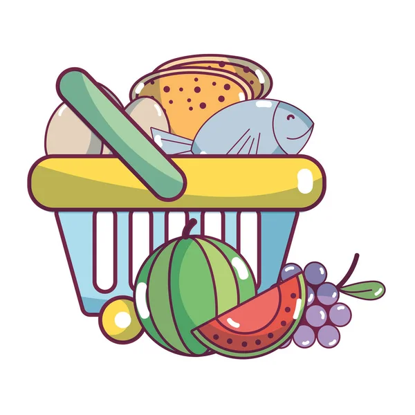 Supermarkt Lebensmittel Karikatur — Stockvektor