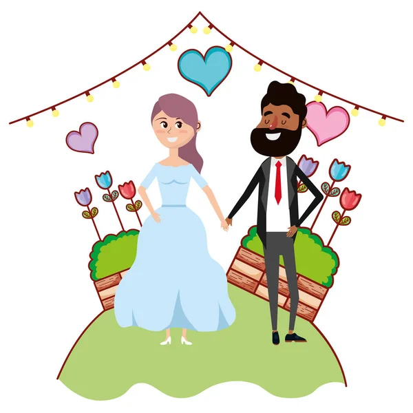 Wedding portrait cartoon — Stock Vector