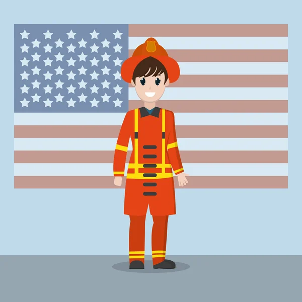 นักดับเพลิงวันแรงงาน — ภาพเวกเตอร์สต็อก