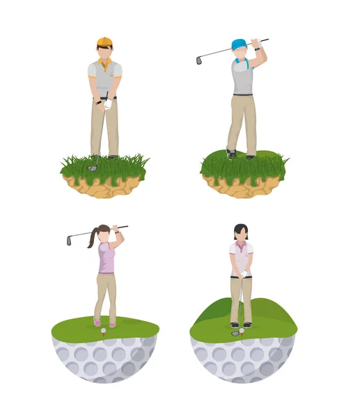 Jogador de golfe desenhos animados coleção —  Vetores de Stock