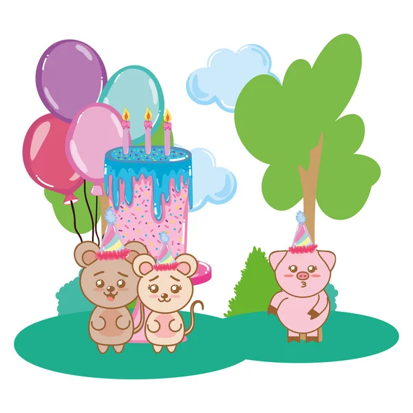 Joyeux anniversaire animaux — Image vectorielle