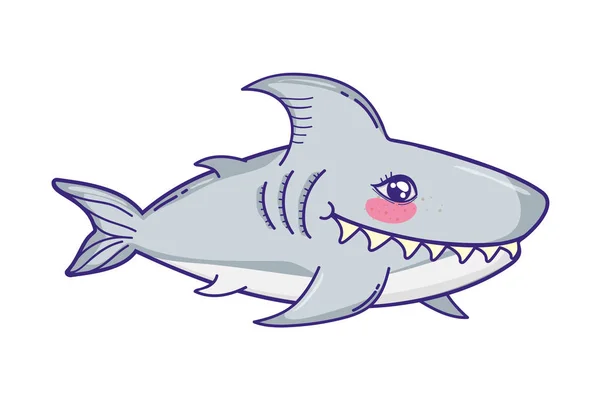 Милая акула тропическая рыба с зубами — стоковый вектор