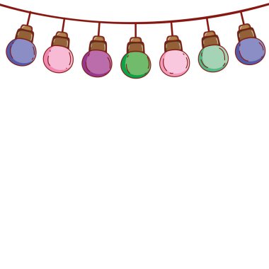 parti çerçeve karikatür asılı ışıklar