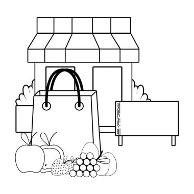 süpermarket mağaza iş siyah ve beyaz