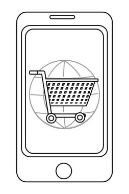 Siyah Beyaz alışveriş online kavramı