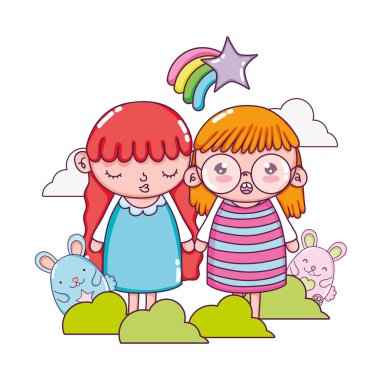 şirin fareler ve yıldız gökkuşağı ile kız