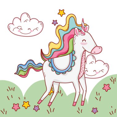 Tek boynuzlu at fantastik çizgi film