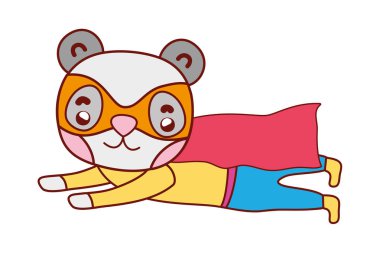 kılık maske ve pelerin ile uçan panda