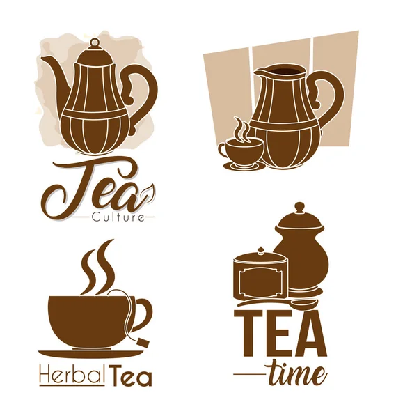 Elementos de colección de té — Vector de stock