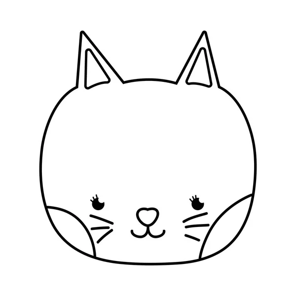 Outline tender kepala kucing hewan bagus - Stok Vektor