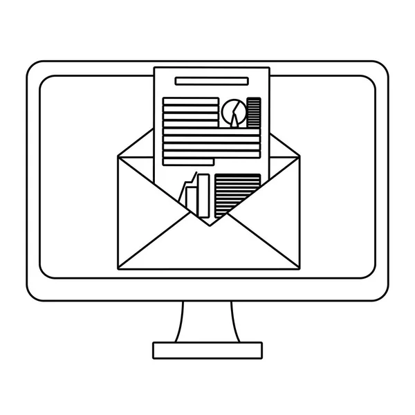 Grafico delle imprese e profitti in bianco e nero — Vettoriale Stock