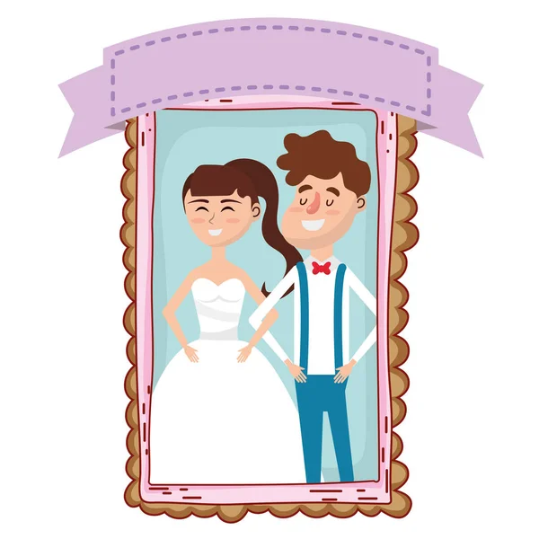 Dibujo animado retrato de boda — Vector de stock