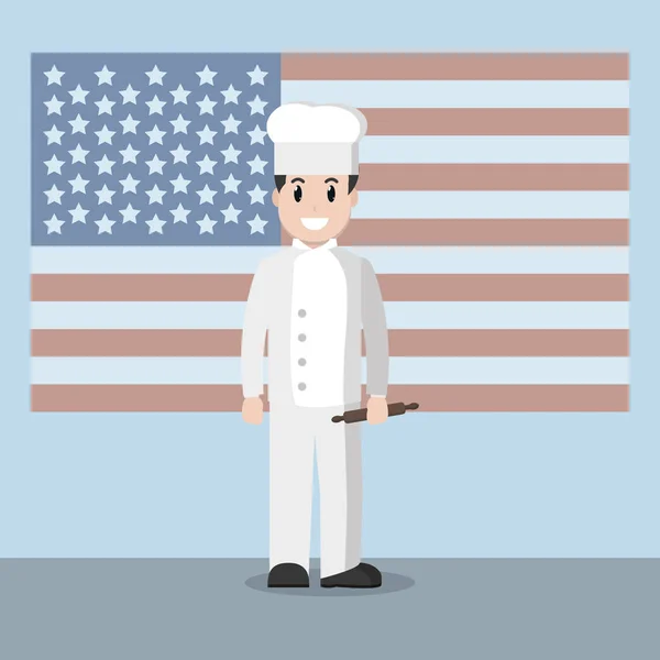 Αμερικανός σεφ κινουμένων σχεδίων — Διανυσματικό Αρχείο
