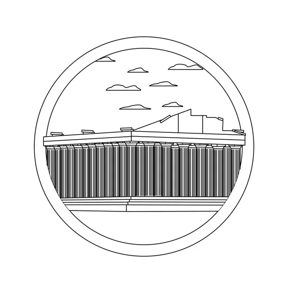 Línea medieval athens arquitectura y bonito paisaje — Vector de stock