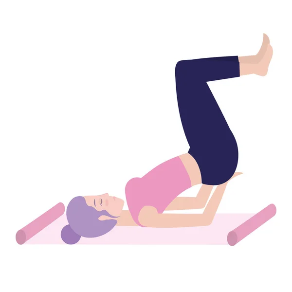 Mujer y yoga — Vector de stock