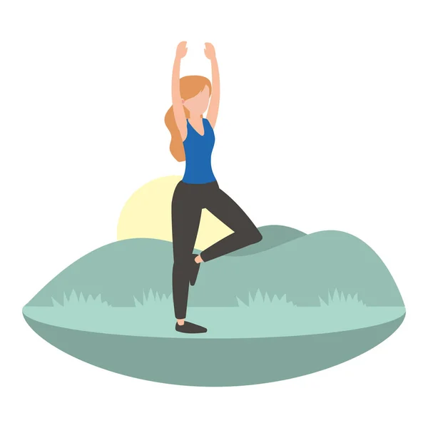 Vrouw en yoga — Stockvector