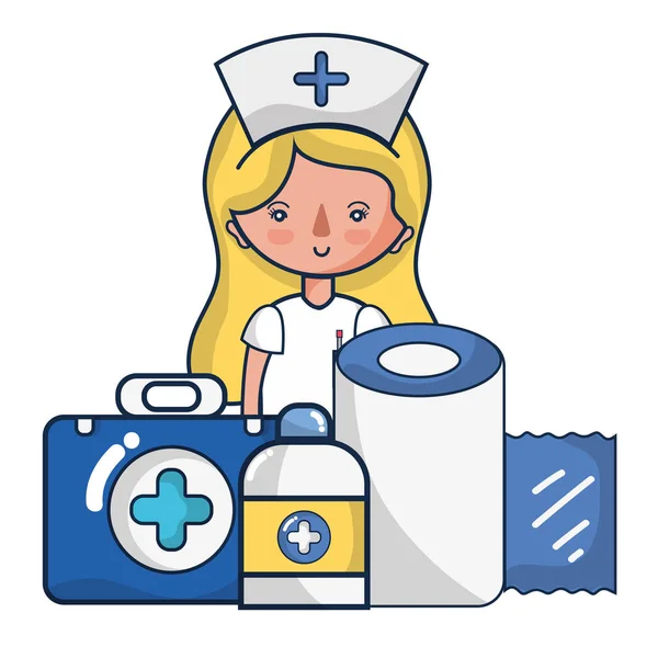 Dokter wanita dan kartun medis - Stok Vektor