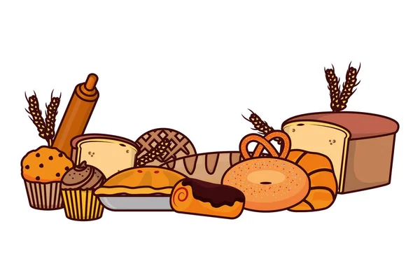 Pâtisserie nourriture dessin animé — Image vectorielle