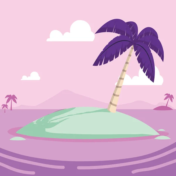 Pequeña isla tropical de dibujos animados — Vector de stock
