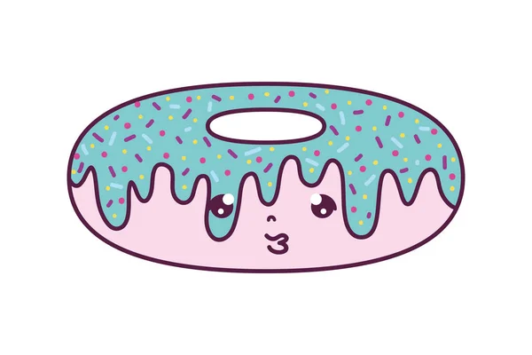 Kawaii triste donut sabroso bocadillo — Archivo Imágenes Vectoriales