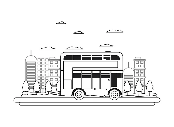 Sokak şehirde bina ve kentsel Londra otobüs hattı — Stok Vektör
