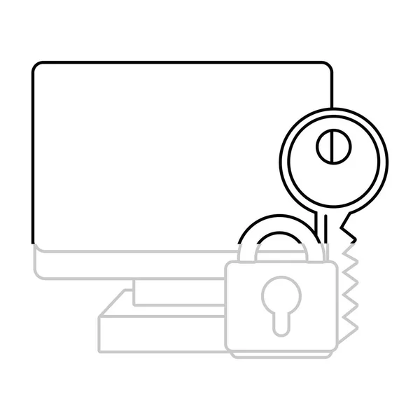 Technologie informatique sécurité dessin animé — Image vectorielle