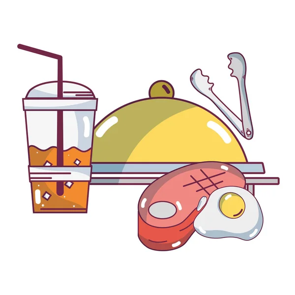 Comida de desayuno dibujos animados — Vector de stock