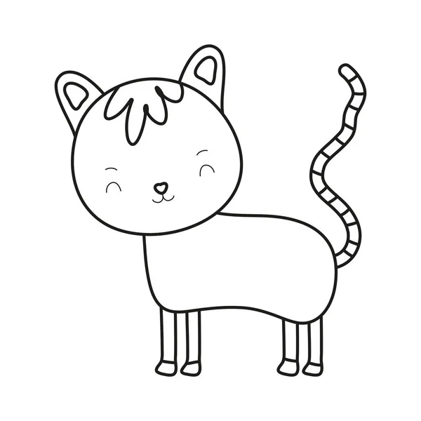 Contour chat heureux animal de compagnie mignon — Image vectorielle