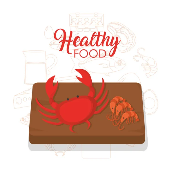 Conceito de frutos do mar saudáveis — Vetor de Stock