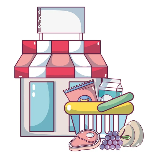 Productos de supermercado de comestibles de dibujos animados — Vector de stock