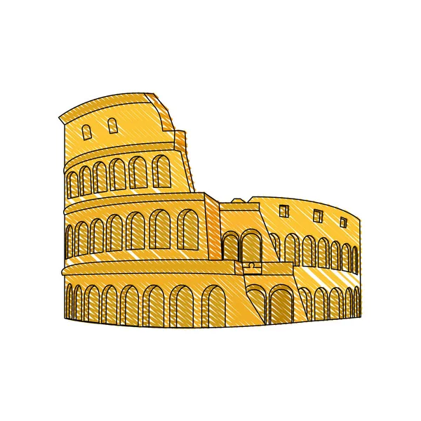 Doodle van middeleeuwse Colosseum rome architectuurontwerp — Stockvector