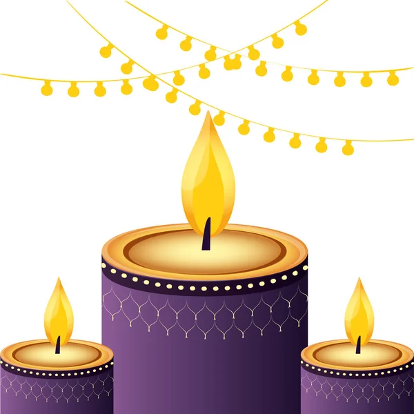 Indian candles decoration — Stock Vector