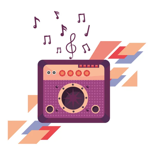 Amplifier and music notes — Stock Vector