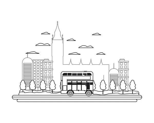 ロンドン都市バスと素敵な街並み — ストックベクタ